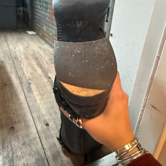 J. Crew Black Emmett Wide Calf Pebble Leather Tall Zip Boots Extended Calf 6 - Picture 11 of 13